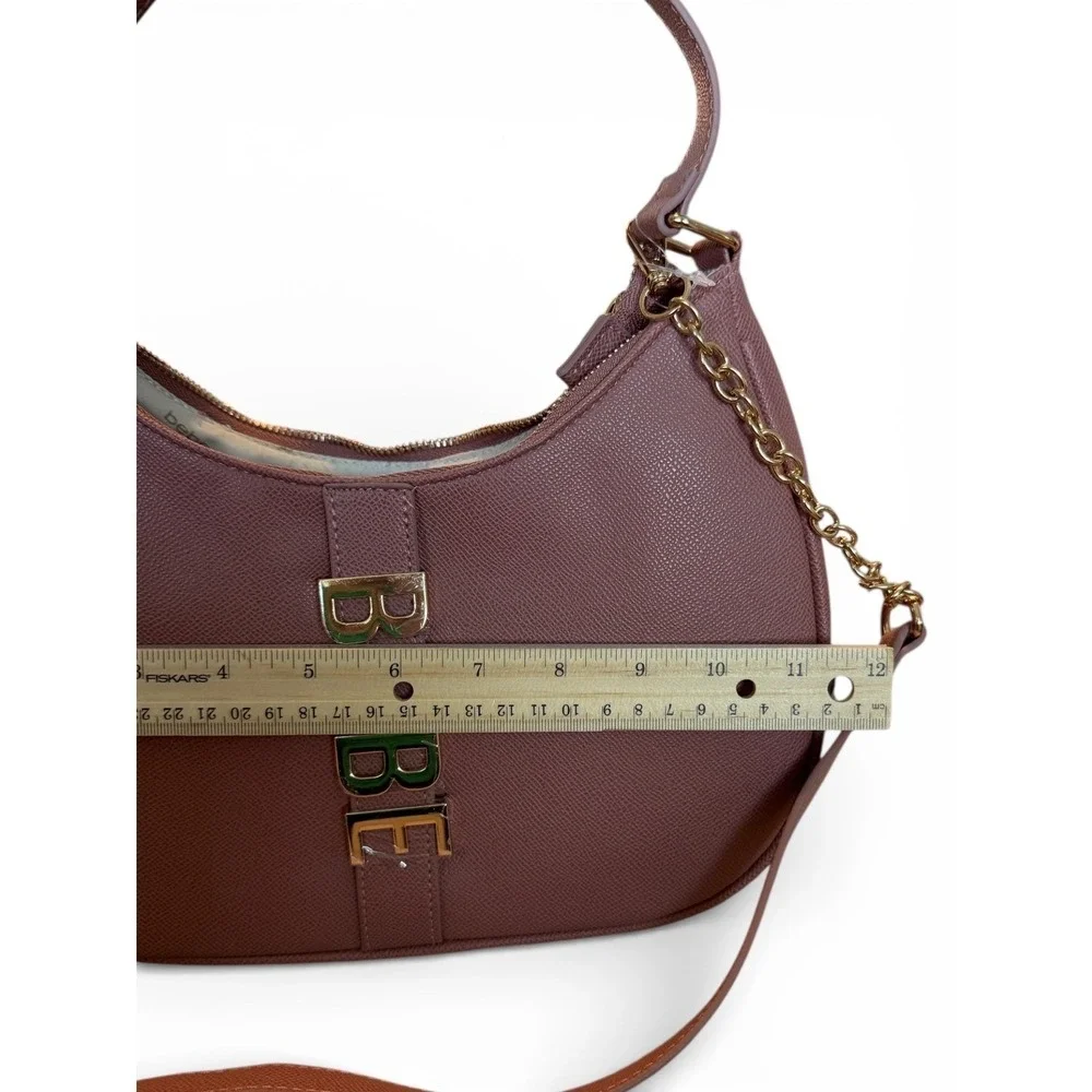 Bebe Emma Small Hobo Shoulder Bag Dark Blush Gold Chain Accents MSRP 109